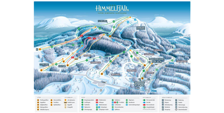 Nya skidorten Idre Himmelfjäll kommer att se ut så här vid premiären 17 dec 2019.
